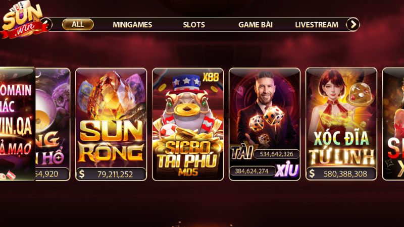 Điểm danh các sảnh game hấp dẫn tại Sunwin