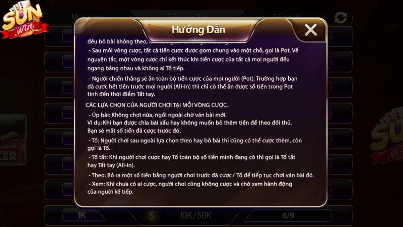 Hướng dẫn cách chơi Poker Sunwin chi tiết