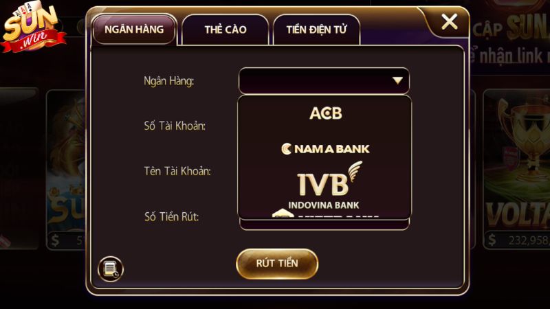 Hướng dẫn cách thức hiện nạp rút tại Sunwin